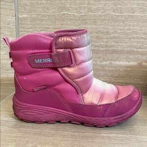 Merrell Used Girls Size 1 Ombré Pink Quilted Snow Winter Boots